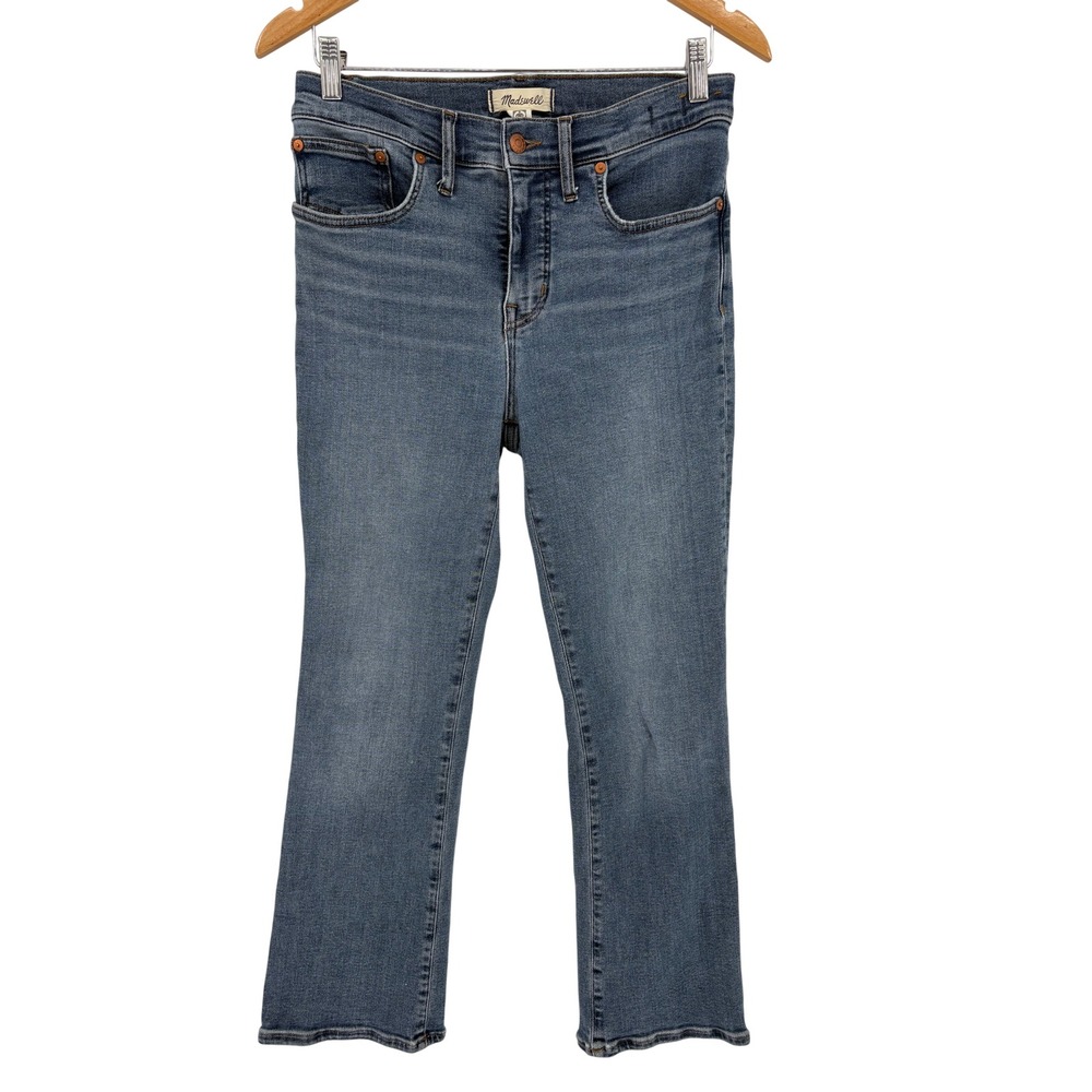 Madewell Mid-Rise Kick Out Jeans Womens 28 Blue Crop Flare Bootcut Denim